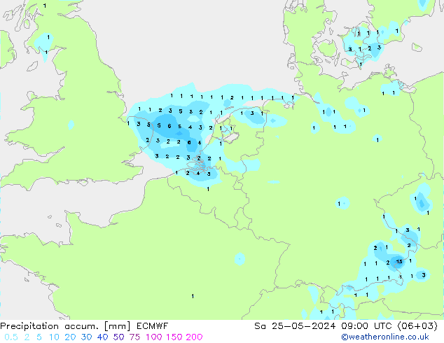 Toplam Yağış ECMWF Cts 25.05.2024 09 UTC