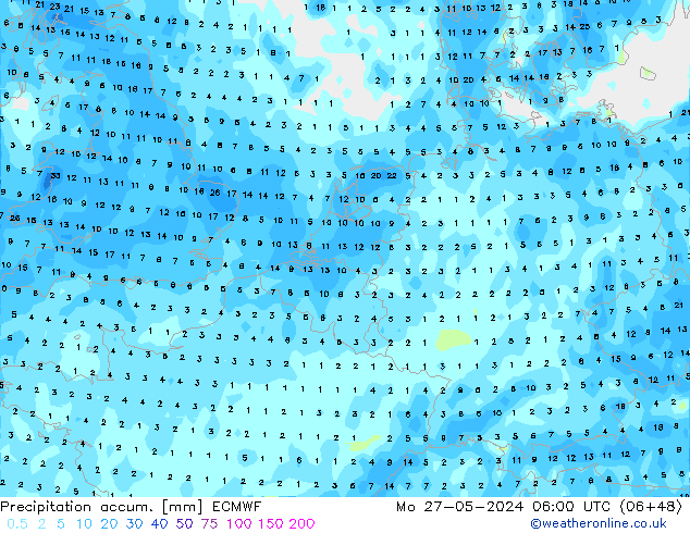 Toplam Yağış ECMWF Pzt 27.05.2024 06 UTC