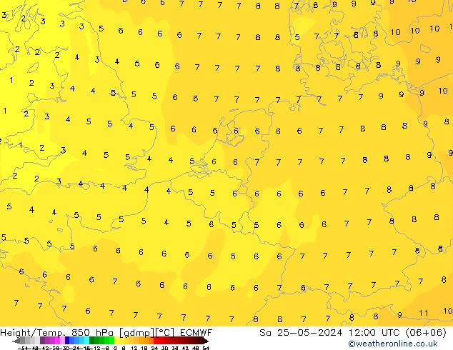 Z500/Regen(+SLP)/Z850 ECMWF za 25.05.2024 12 UTC