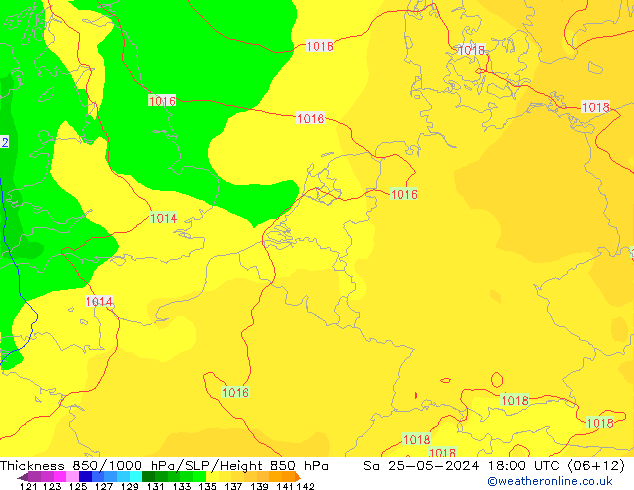 Thck 850-1000 hPa ECMWF Sa 25.05.2024 18 UTC