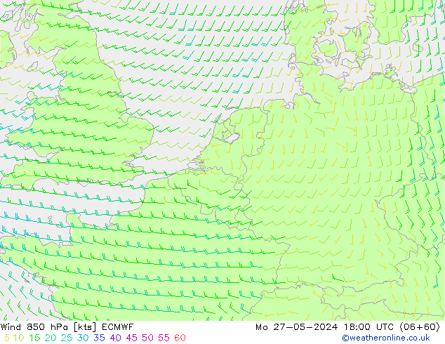 Wind 850 hPa ECMWF Mo 27.05.2024 18 UTC