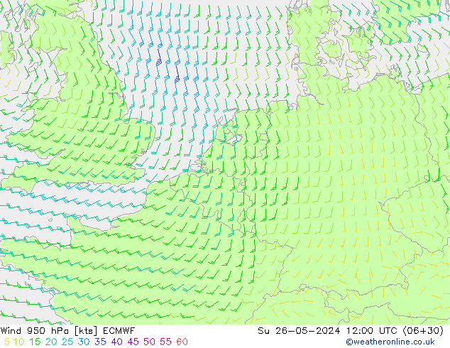 Wind 950 hPa ECMWF Ne 26.05.2024 12 UTC