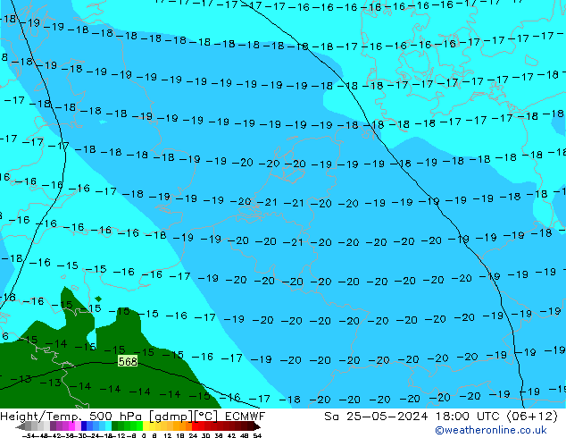 Z500/Rain (+SLP)/Z850 ECMWF Sa 25.05.2024 18 UTC