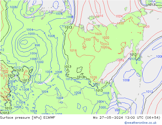 Surface pressure ECMWF Mo 27.05.2024 12 UTC