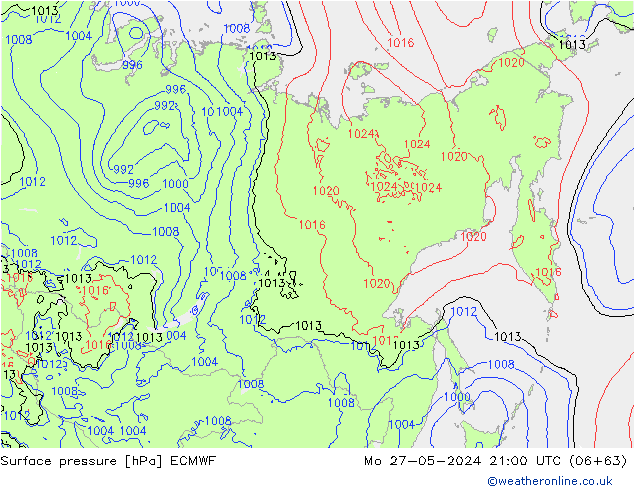 pression de l'air ECMWF lun 27.05.2024 21 UTC