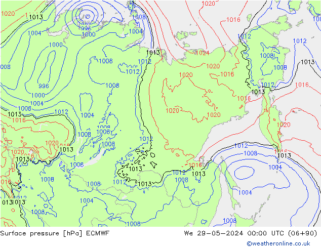 Surface pressure ECMWF We 29.05.2024 00 UTC