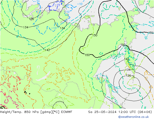 Z500/Rain (+SLP)/Z850 ECMWF Sa 25.05.2024 12 UTC