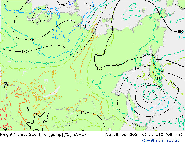 Hoogte/Temp. 850 hPa ECMWF zo 26.05.2024 00 UTC