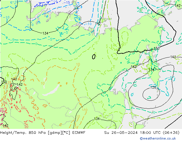 Z500/Rain (+SLP)/Z850 ECMWF nie. 26.05.2024 18 UTC