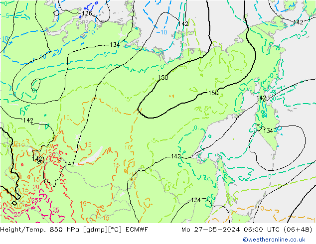 Z500/Rain (+SLP)/Z850 ECMWF pon. 27.05.2024 06 UTC