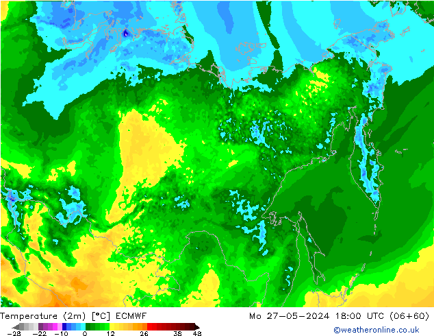 Sıcaklık Haritası (2m) ECMWF Pzt 27.05.2024 18 UTC
