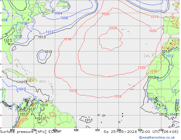 Surface pressure ECMWF Sa 25.05.2024 12 UTC