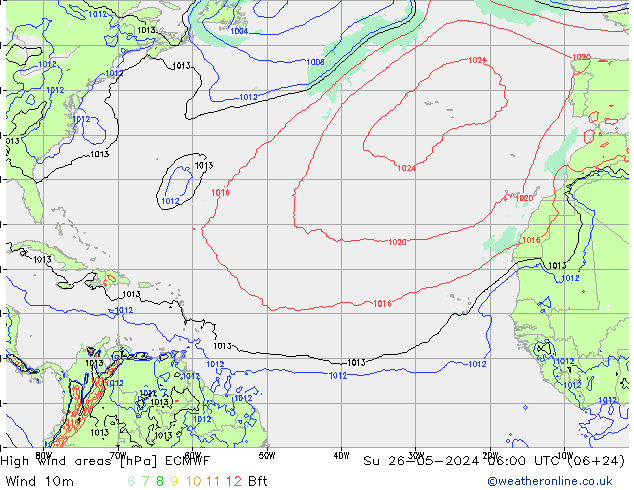 High wind areas ECMWF dom 26.05.2024 06 UTC