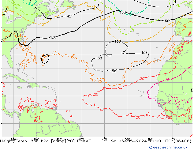 Z500/Regen(+SLP)/Z850 ECMWF za 25.05.2024 12 UTC