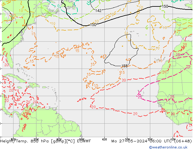 Z500/Rain (+SLP)/Z850 ECMWF lun 27.05.2024 06 UTC