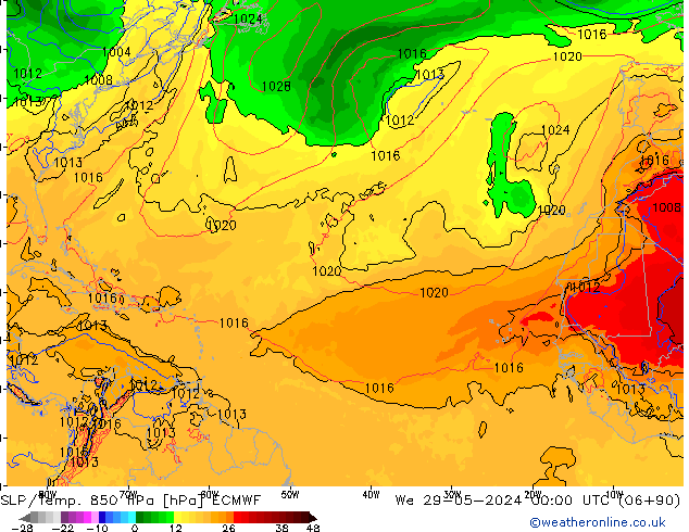 SLP/Temp. 850 hPa ECMWF We 29.05.2024 00 UTC