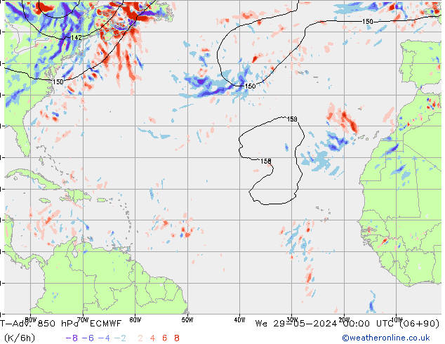 T-Adv. 850 hPa ECMWF St 29.05.2024 00 UTC