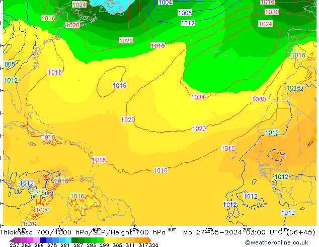 Thck 700-1000 hPa ECMWF Mo 27.05.2024 03 UTC