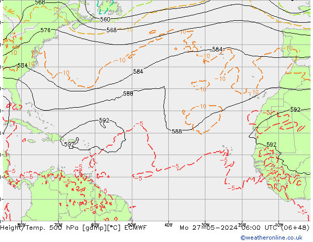 Z500/Rain (+SLP)/Z850 ECMWF lun 27.05.2024 06 UTC