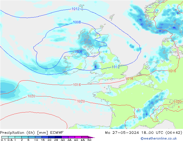 Z500/Rain (+SLP)/Z850 ECMWF lun 27.05.2024 00 UTC