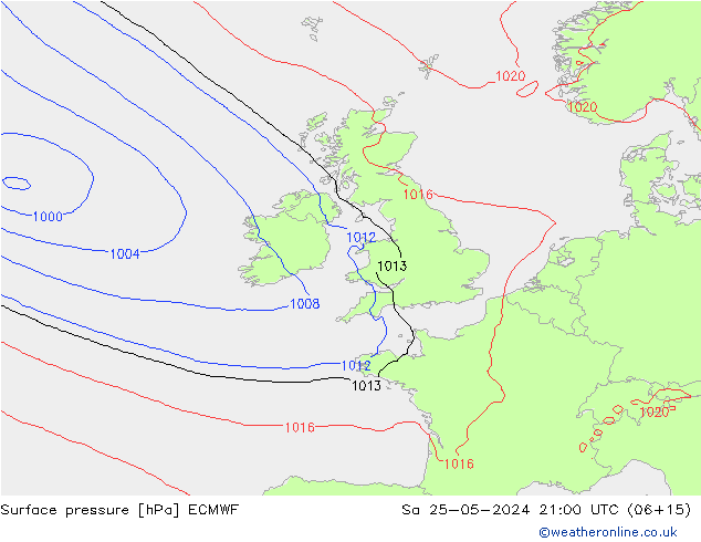 pressão do solo ECMWF Sáb 25.05.2024 21 UTC