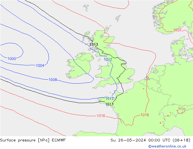 pressão do solo ECMWF Dom 26.05.2024 00 UTC