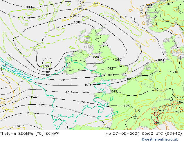 Theta-e 850hPa ECMWF  27.05.2024 00 UTC