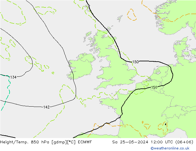 Z500/Rain (+SLP)/Z850 ECMWF so. 25.05.2024 12 UTC