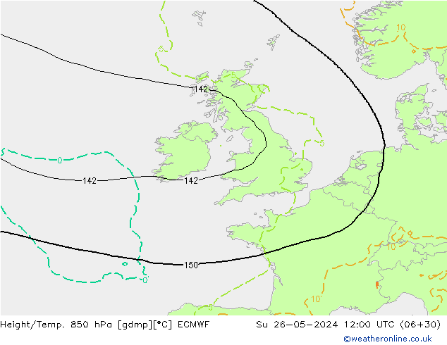 Z500/Rain (+SLP)/Z850 ECMWF So 26.05.2024 12 UTC