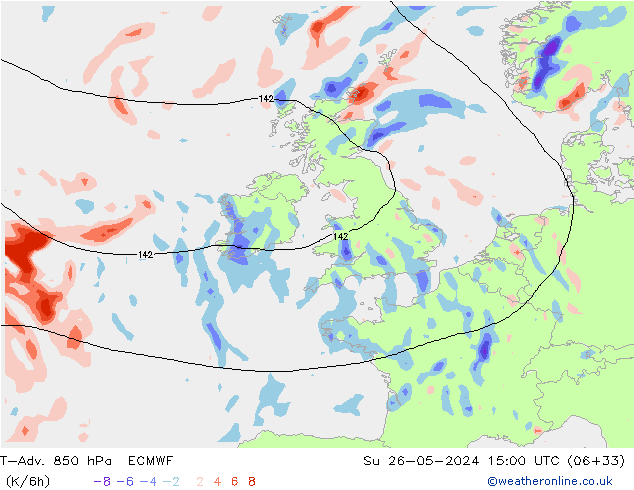 T-Adv. 850 hPa ECMWF  26.05.2024 15 UTC