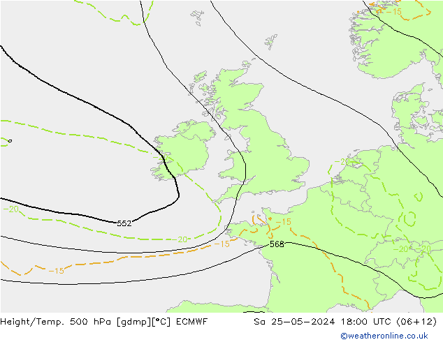 Z500/Rain (+SLP)/Z850 ECMWF сб 25.05.2024 18 UTC