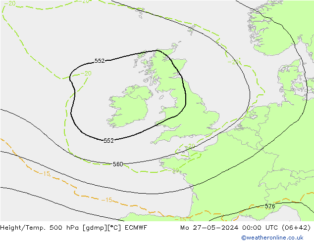 Z500/Rain (+SLP)/Z850 ECMWF lun 27.05.2024 00 UTC