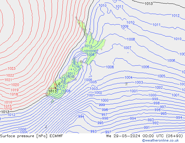 Surface pressure ECMWF We 29.05.2024 00 UTC