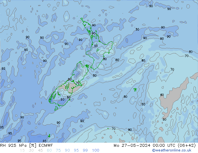 RH 925 hPa ECMWF Mo 27.05.2024 00 UTC