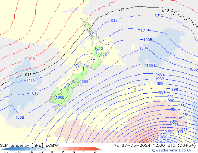 Tendenza di Pressione ECMWF lun 27.05.2024 12 UTC