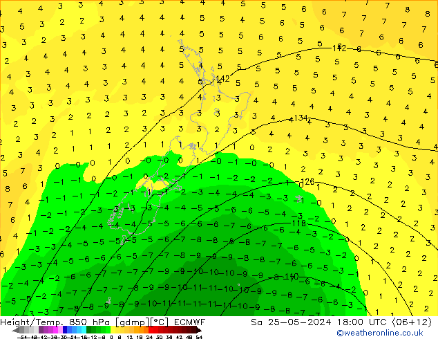 Z500/Rain (+SLP)/Z850 ECMWF sab 25.05.2024 18 UTC