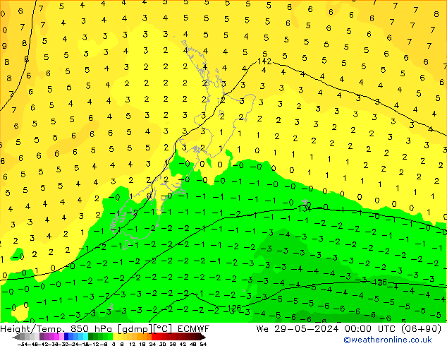 Z500/Rain (+SLP)/Z850 ECMWF śro. 29.05.2024 00 UTC