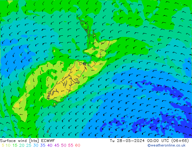 Vento 10 m ECMWF mar 28.05.2024 00 UTC