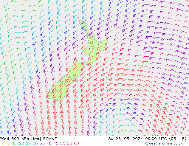 Wind 500 hPa ECMWF Ne 26.05.2024 00 UTC