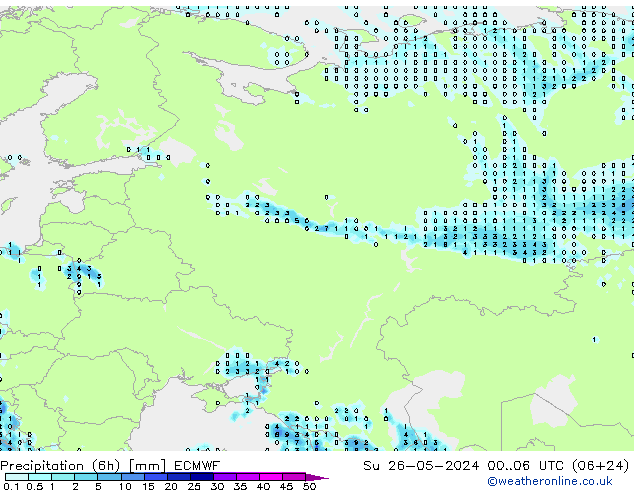 Z500/Rain (+SLP)/Z850 ECMWF Вс 26.05.2024 06 UTC