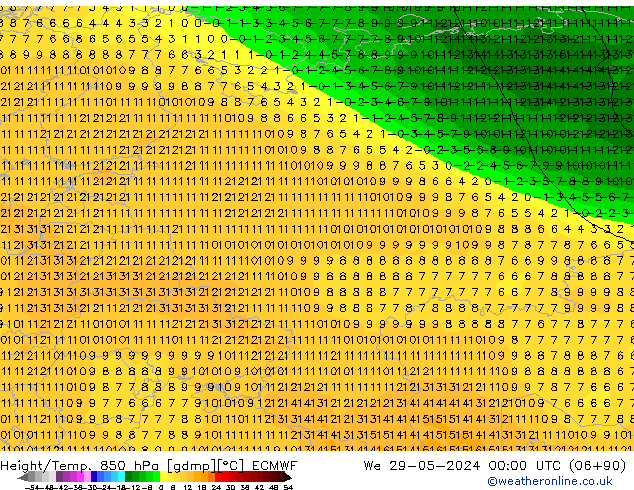 Z500/Rain (+SLP)/Z850 ECMWF Qua 29.05.2024 00 UTC