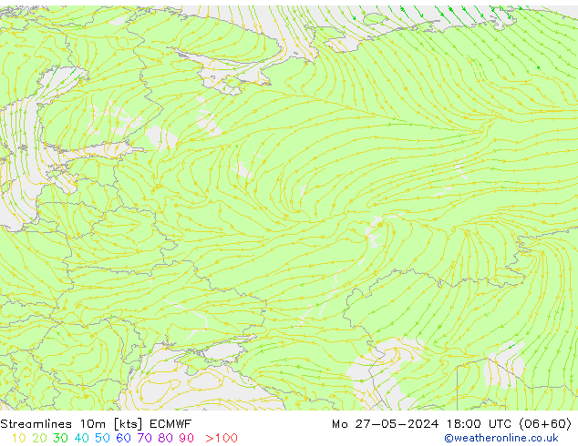 ветер 10m ECMWF пн 27.05.2024 18 UTC