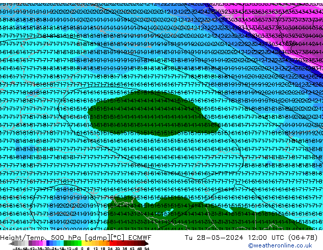 Z500/Regen(+SLP)/Z850 ECMWF di 28.05.2024 12 UTC
