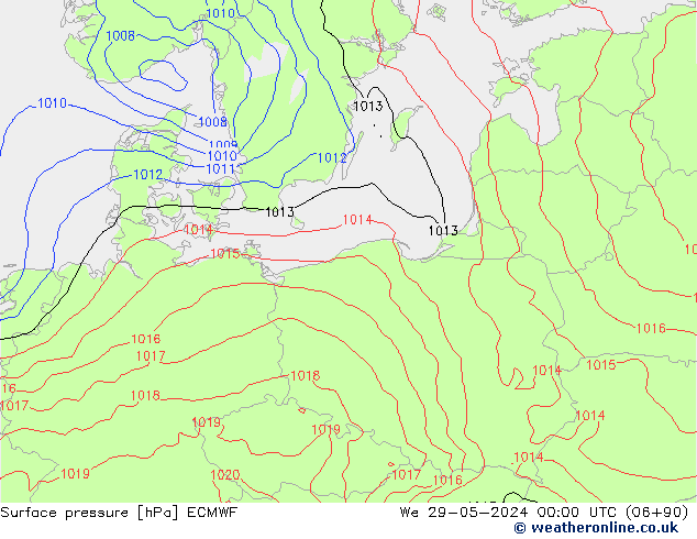 Surface pressure ECMWF We 29.05.2024 00 UTC