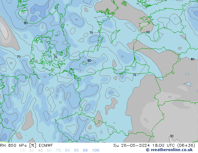 RH 850 hPa ECMWF Su 26.05.2024 18 UTC