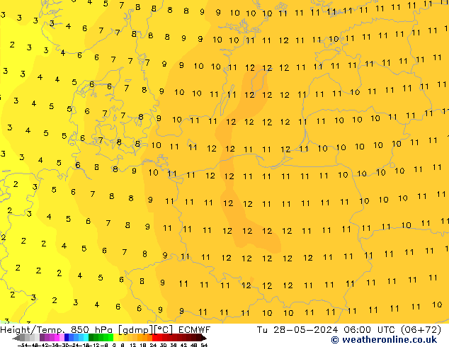 Height/Temp. 850 hPa ECMWF Tu 28.05.2024 06 UTC