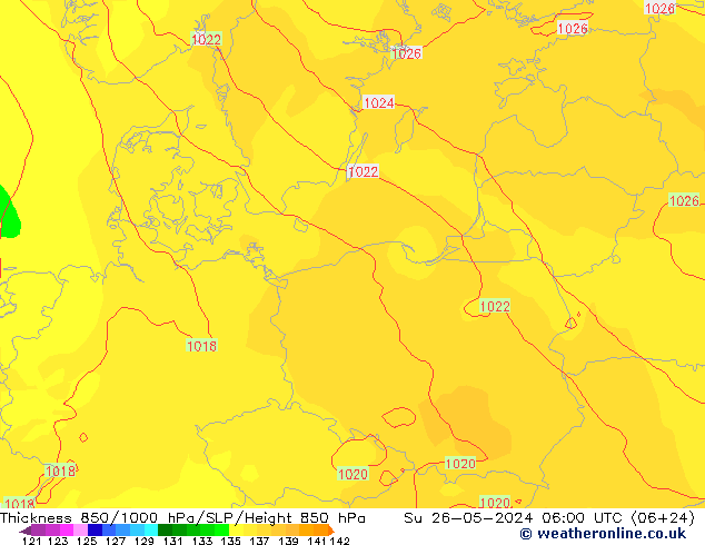 850-1000 hPa Kalınlığı ECMWF Paz 26.05.2024 06 UTC