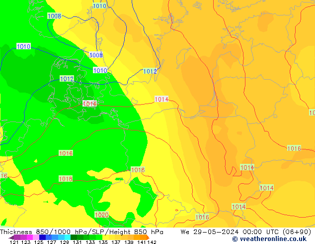 Thck 850-1000 hPa ECMWF  29.05.2024 00 UTC