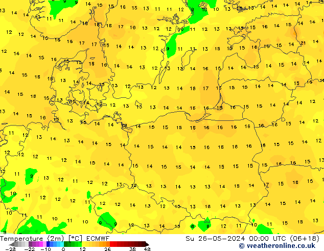 Temperature (2m) ECMWF Ne 26.05.2024 00 UTC