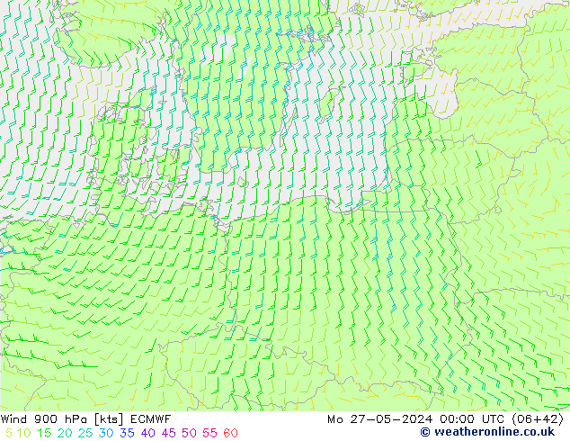 Wind 900 hPa ECMWF Mo 27.05.2024 00 UTC